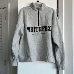 White Fox High Standard Zip Front Sweater - Grey Marle
